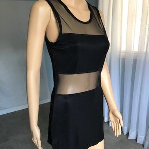 Black Mini Dress with Sheer midriff  Medium.